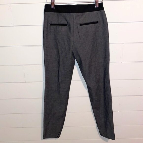 Express Editor 00R Grey Cropped Trousers with Black Trim Waistband & Back Pocket - Picture 1 of 7